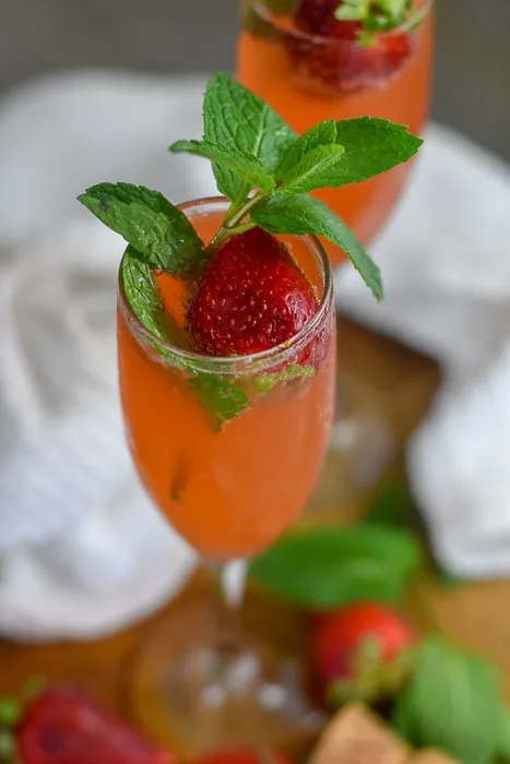 Strawberry Mint Mimosas