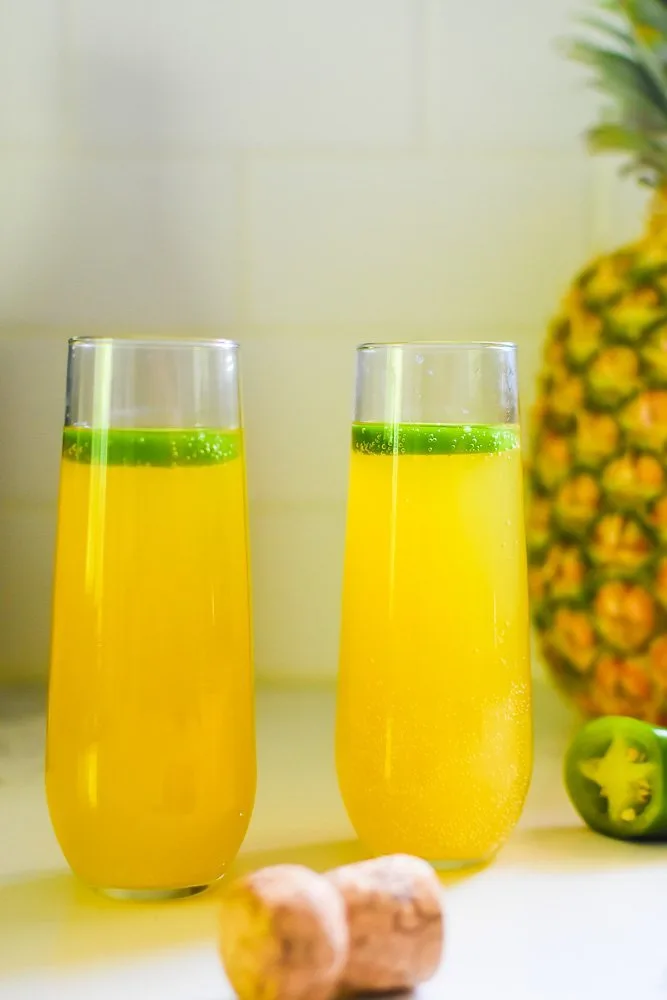 Sweet and Spicy Pineapple Jalapeño Mimosas