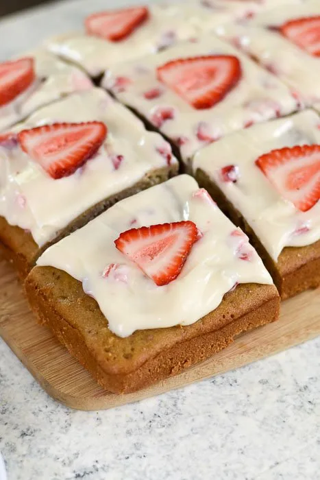 Fresh Strawberry Sheet Cake with Cream Cheese Frosting