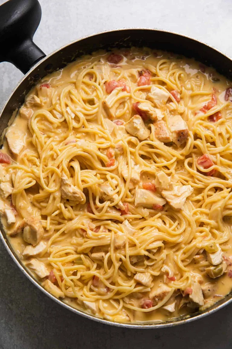Amazing Cheesy Texas Chicken Spaghetti One Pan Recipe