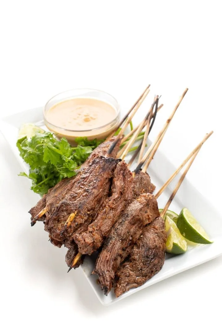 Beef Satay Skewers with Peanut Dipping Sauce