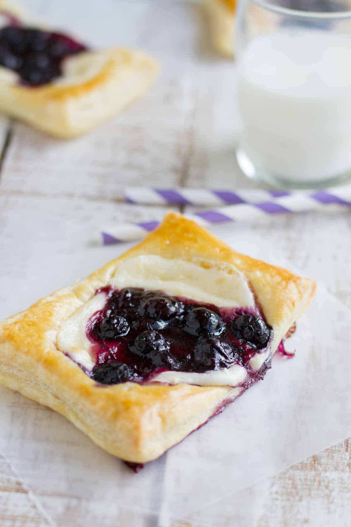 Puff Pastry Danish with Blueberries and Cream Cheese