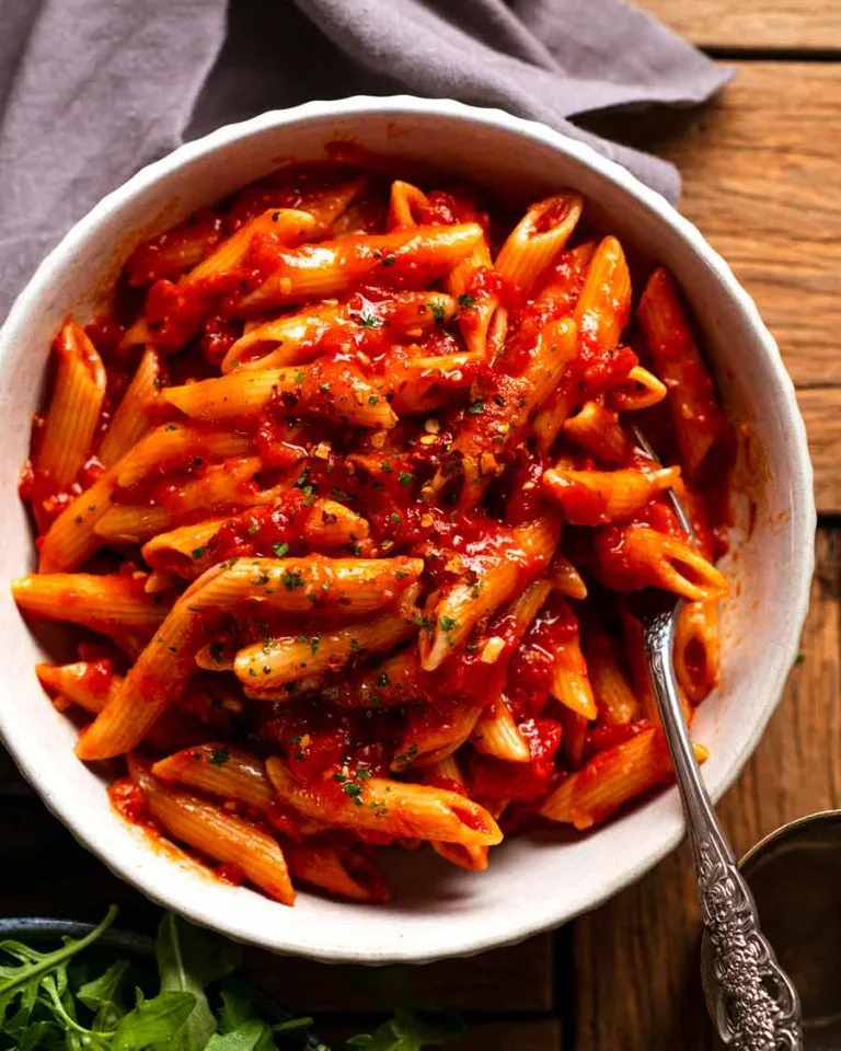 Penne all’Arrabbiata (spicy tomato pasta)