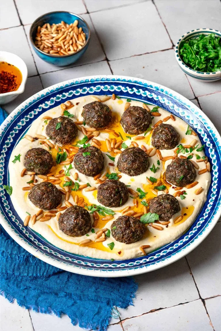 Middle Eastern Baked Meatballs with Hummus