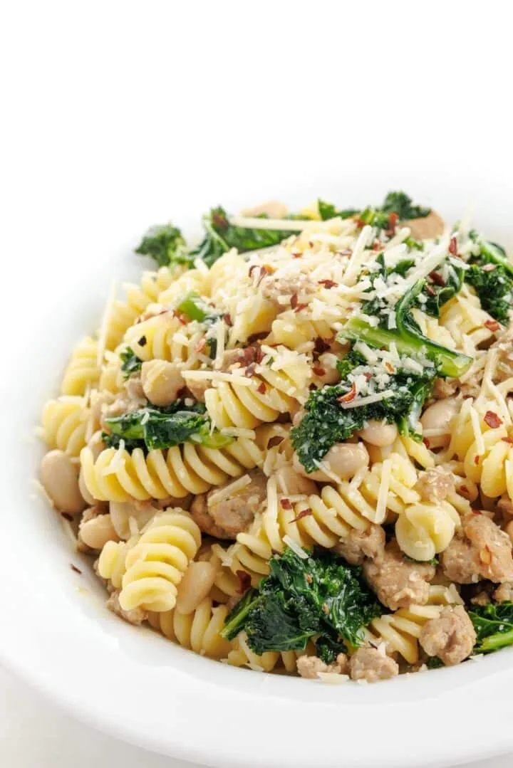 Sausage and Kale Pasta with White Beans