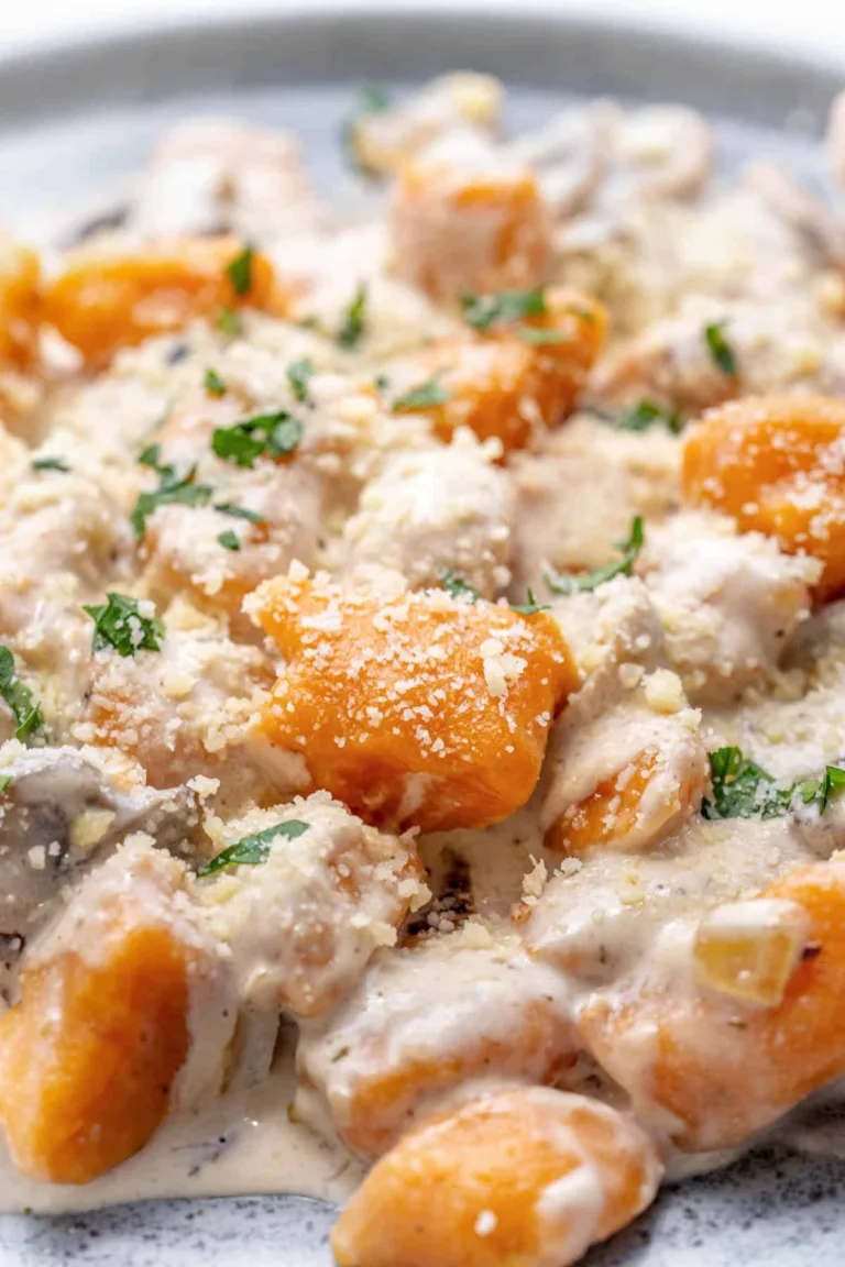 Sweet Potato Gnocchi with Garlic & Mushroom Sauce