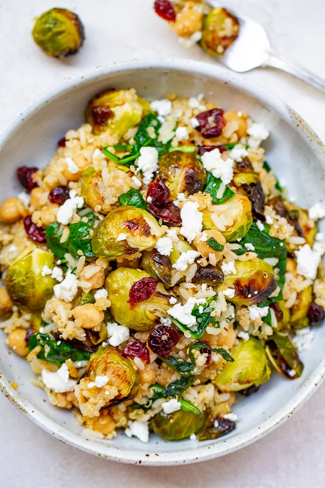 Roasted Brussels Sprouts Quinoa Chickpea Salad