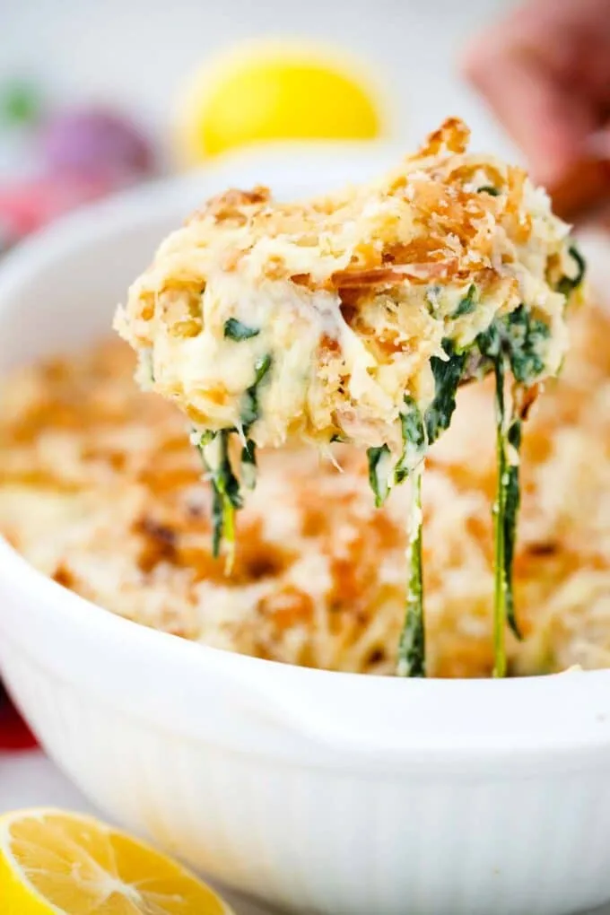 Cheesy Spinach Casserole – with Crispy Topping