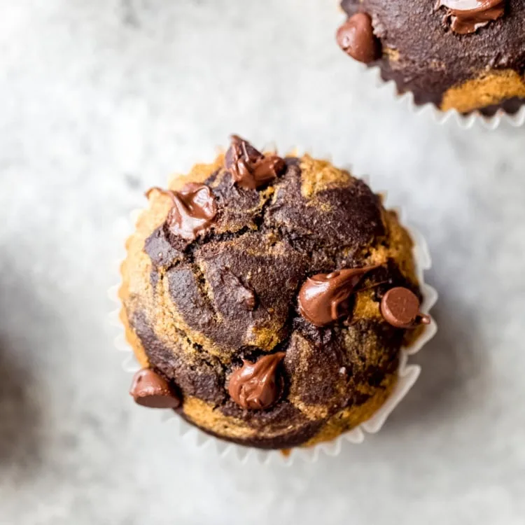 Healthy Marbled Chocolate Pumpkin Muffins