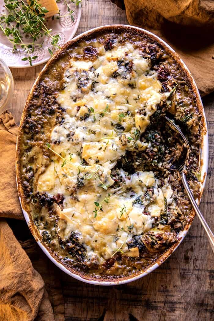 Creamed Spinach and Wild Rice Casserole.