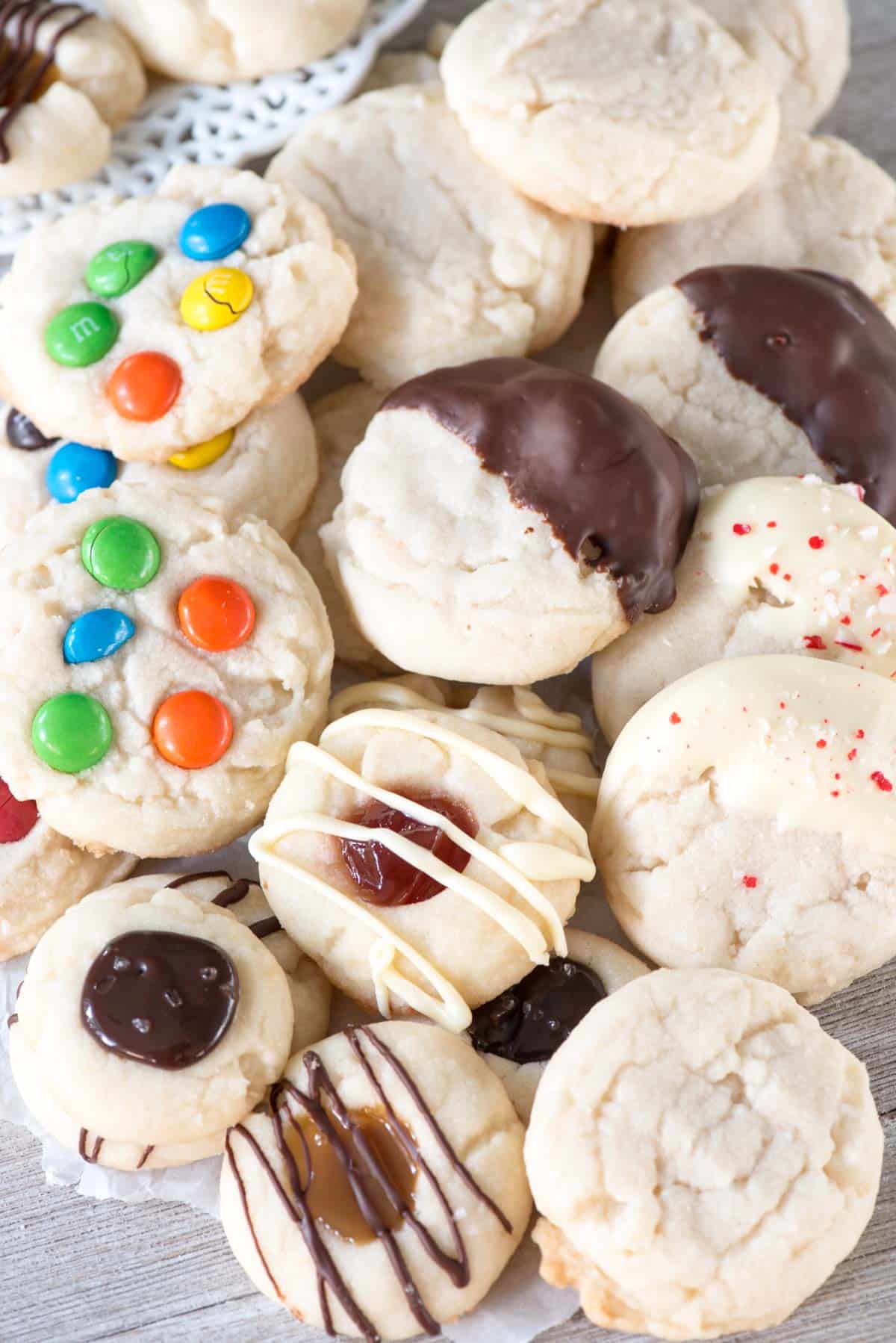 Soft Chewy Shortbread Cookies (1 dough 4 ways)