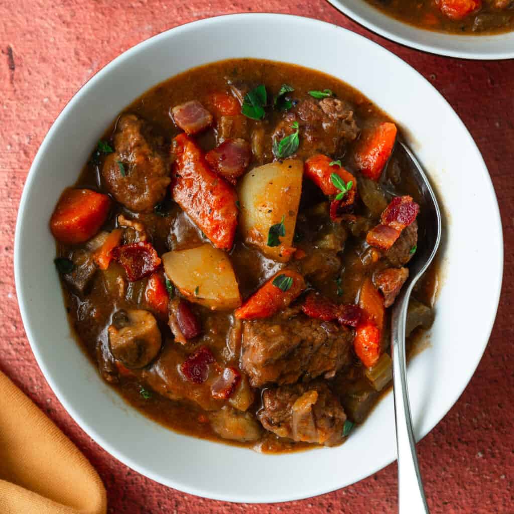 Dutch Oven Beef Stew with Bacon