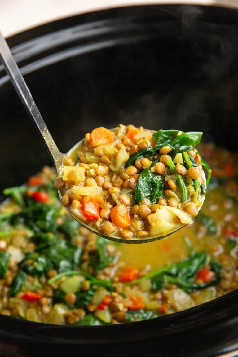Crock Pot Curry Lentil Soup With Spinach