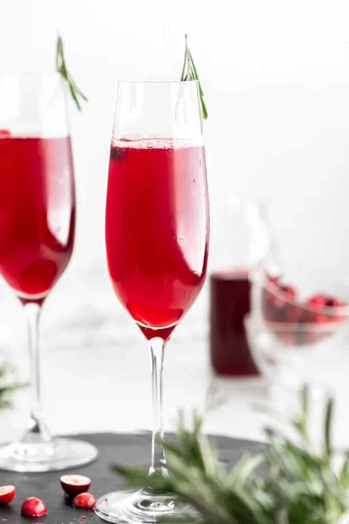 Poinsettia drink (cranberry champagne cocktail)