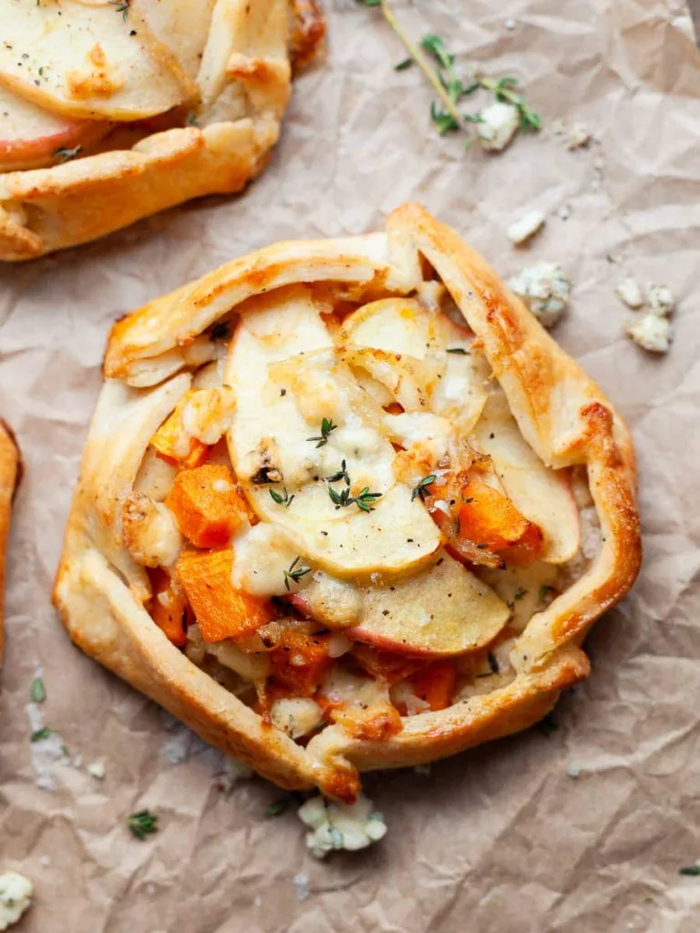 Gluten Free Savory Galette with Butternut Squash, Apples and Blue Cheese