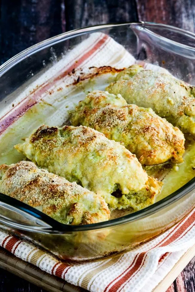 Baked Chicken Stuffed with Pesto and Cheese (Video)