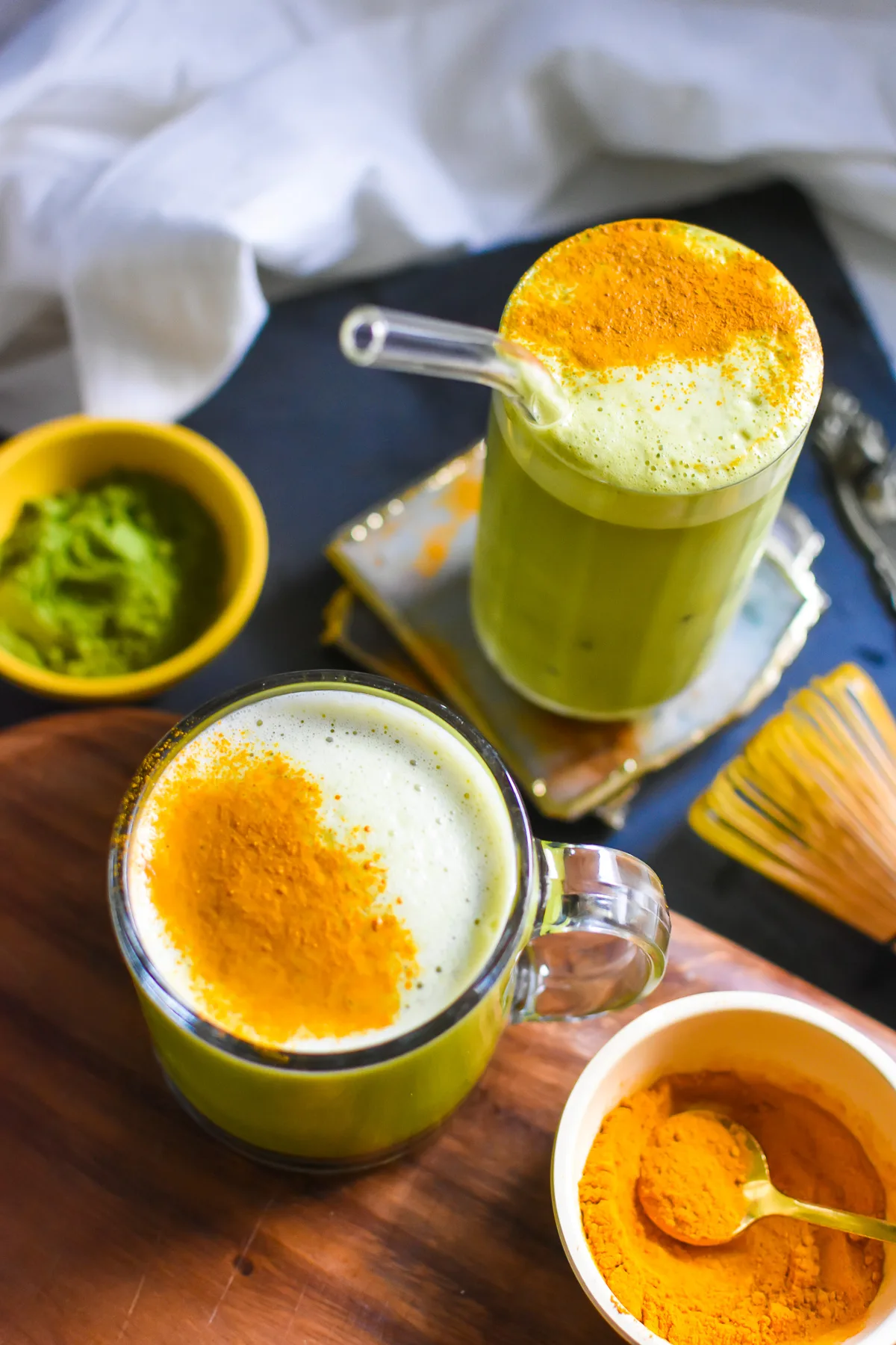 Turmeric Matcha Latte at Home (Hot or Iced!)