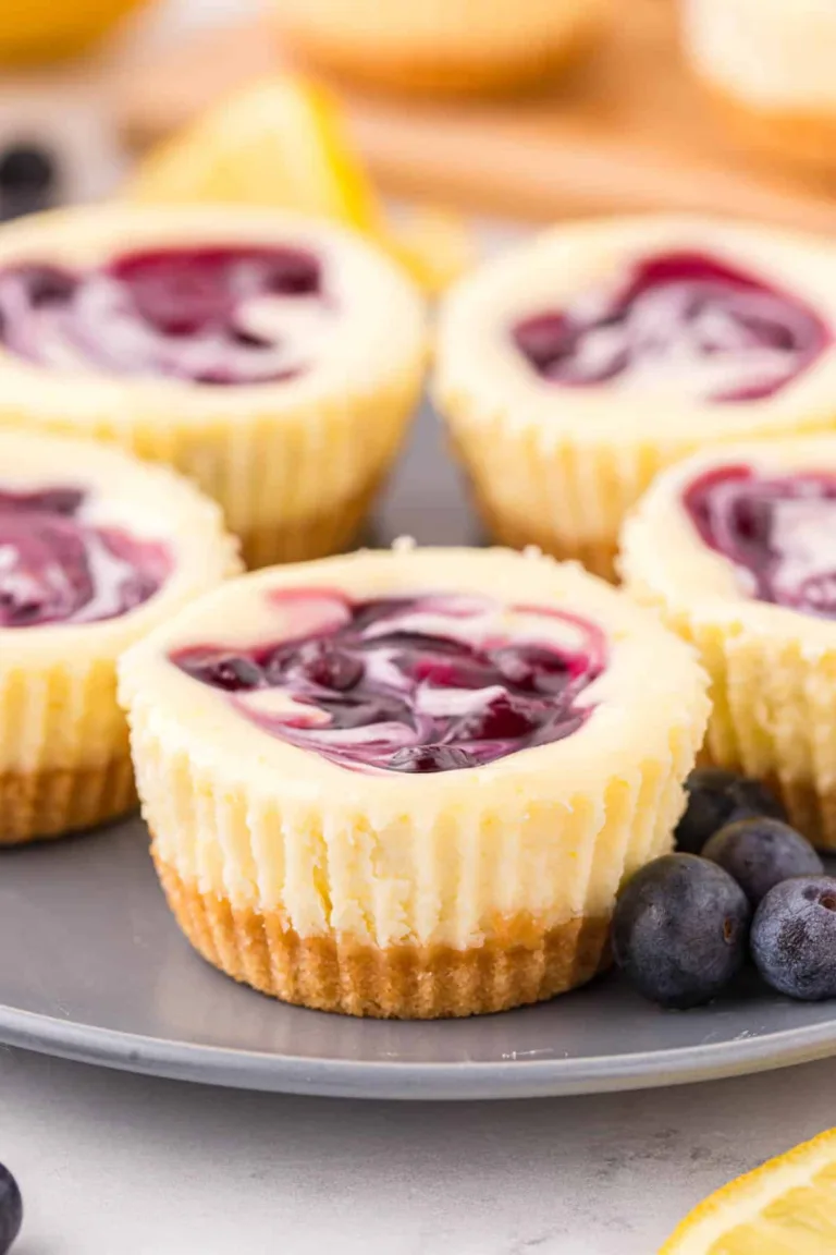 Easy Mini Lemon Blueberry Cheesecakes