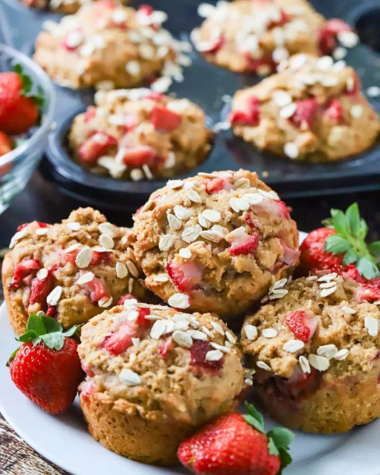 Healthy Strawberry Muffins with Greek Yogurt