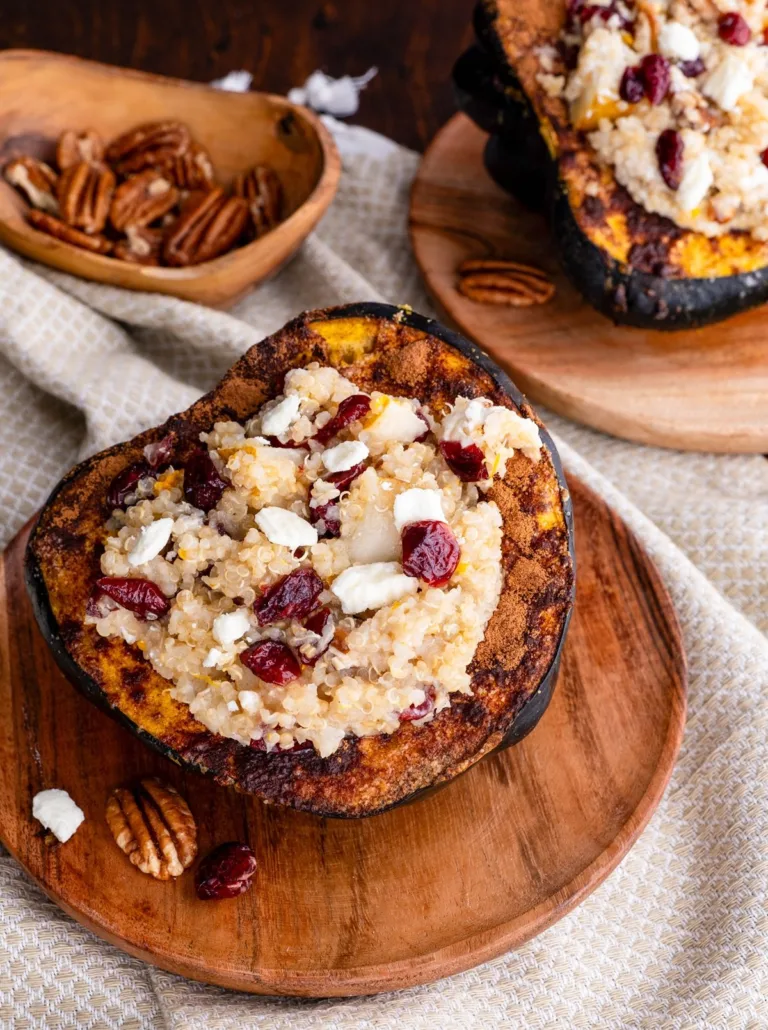 Stuffed Acorn Squash with Quinoa, Pears, and Pecans
