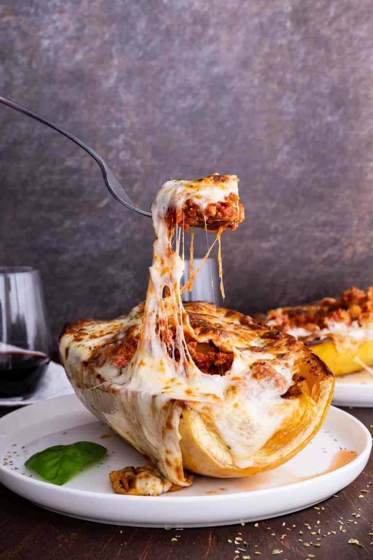Stuffed Spaghetti Squash Lasagna Boats (Low-Carb)