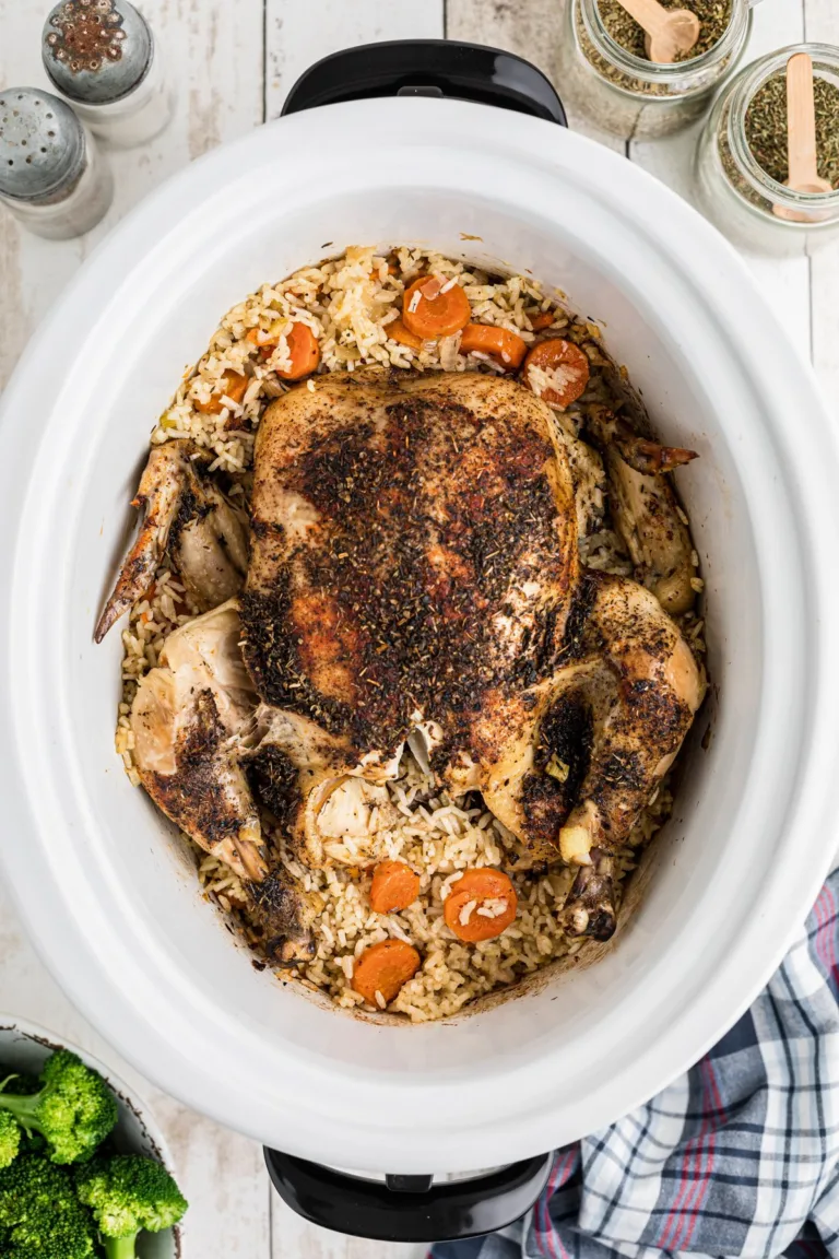 Slow Cooker Whole Chicken and Rice