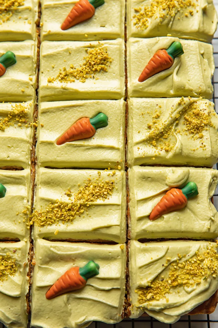 Carrot Sheet Cake with Pistachio Frosting