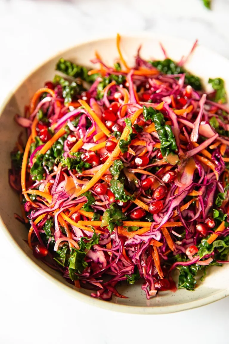 Winter Salad with Red Cabbage, Kale and Pomegranate