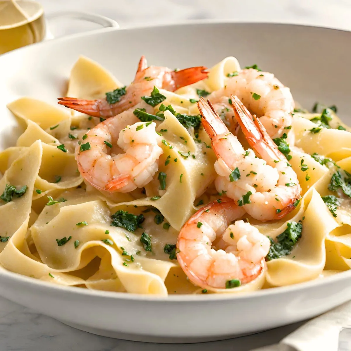 Champagne Shrimp Scampi with Pappardelle Pasta