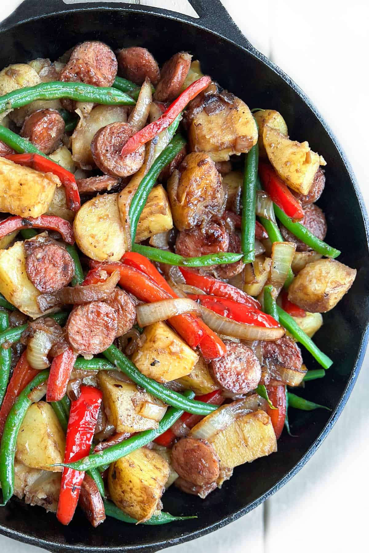 Sausages, Peppers, Onions and Potatoes