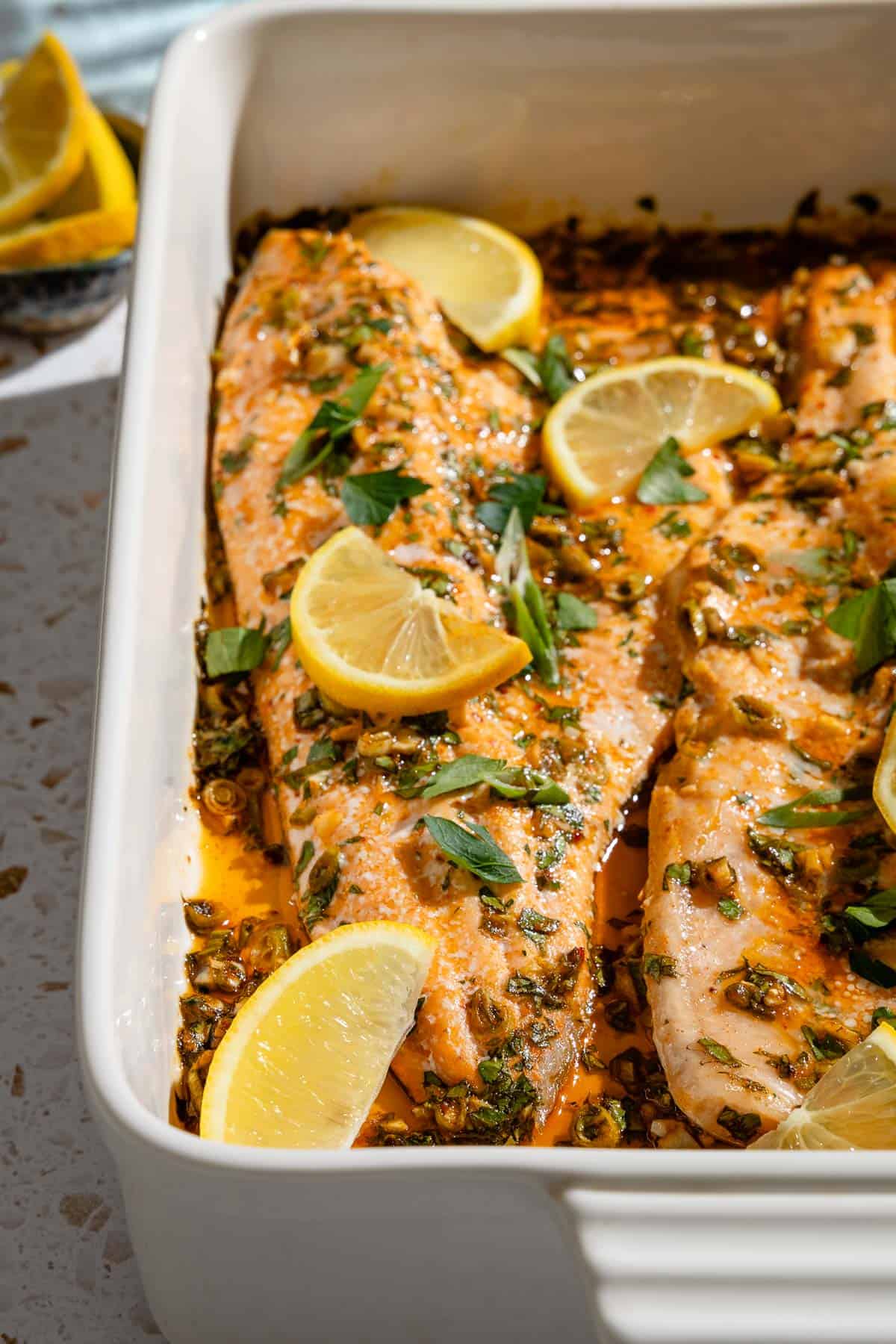 Baked Trout with Lemon, Garlic, and Fresh Herbs