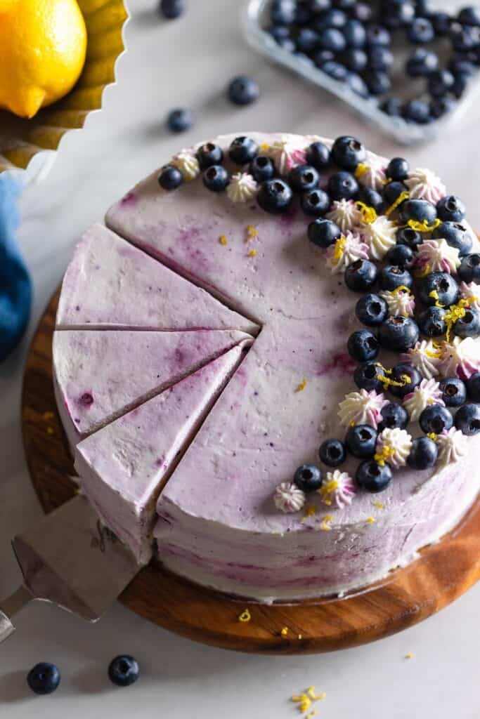Gluten Free Lemon Cake with Blueberry Filling
