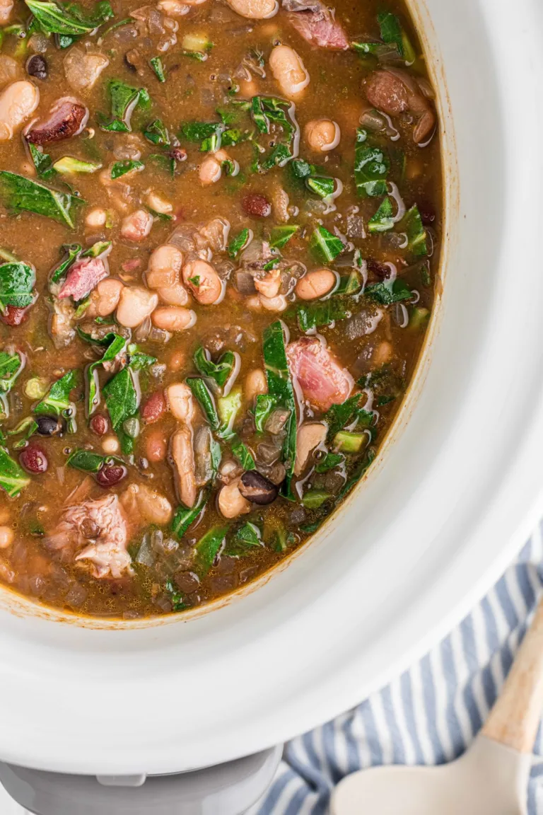 Slow Cooker 15 Bean Soup with Ham and Collard Greens