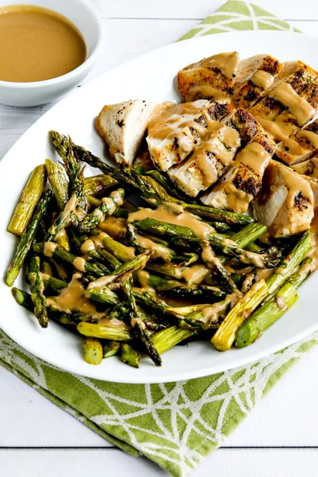 Chicken and Roasted Asparagus with Tahini Sauce (Video)