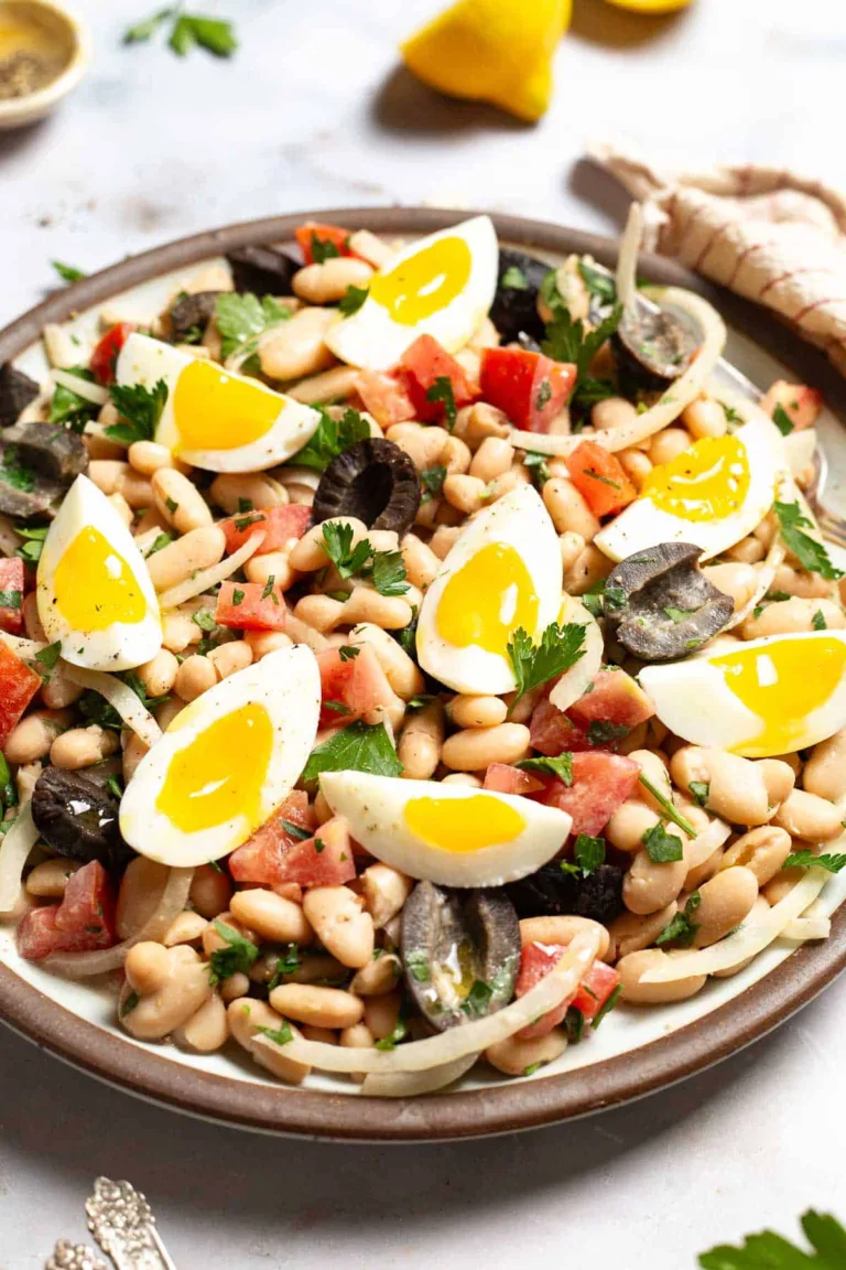Bean Salad with Tahini and Eggs (Tahinli Fasulye Piyazı)