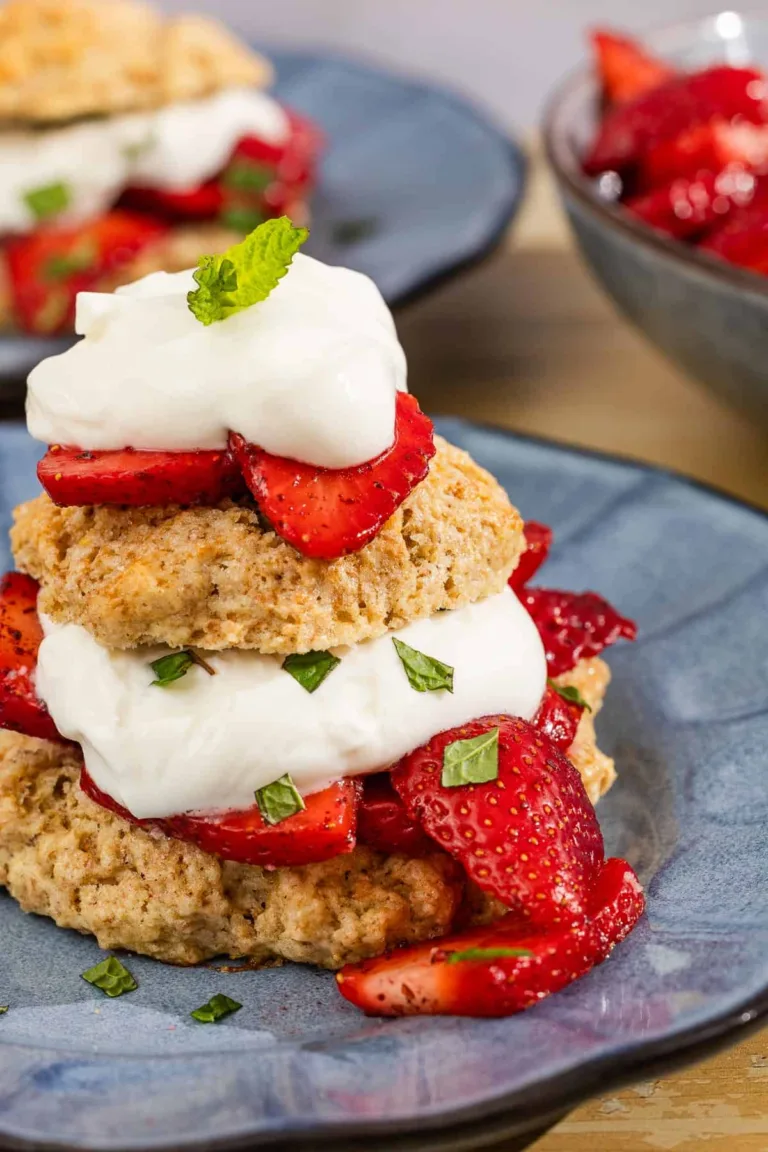 Strawberry Shortcakes with Sumac, Whipped Labneh, and Mint