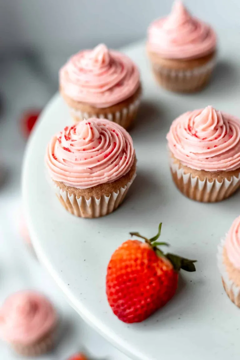 Mini Strawberry Cupcakes with Strawberry Buttercream Frosting