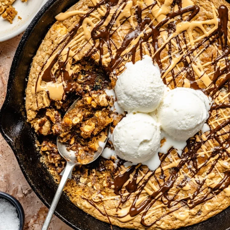 Salted Tahini Butterscotch Cookie Skillet