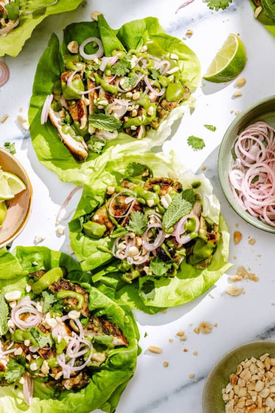 Spicy Coconut Grilled Chicken Lettuce Wraps