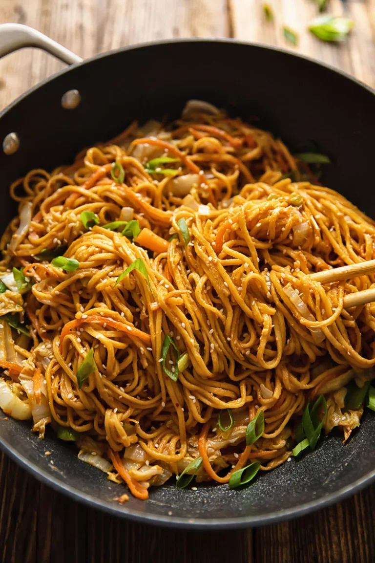 Spicy Peanut Noodles with Cabbage and Carrots