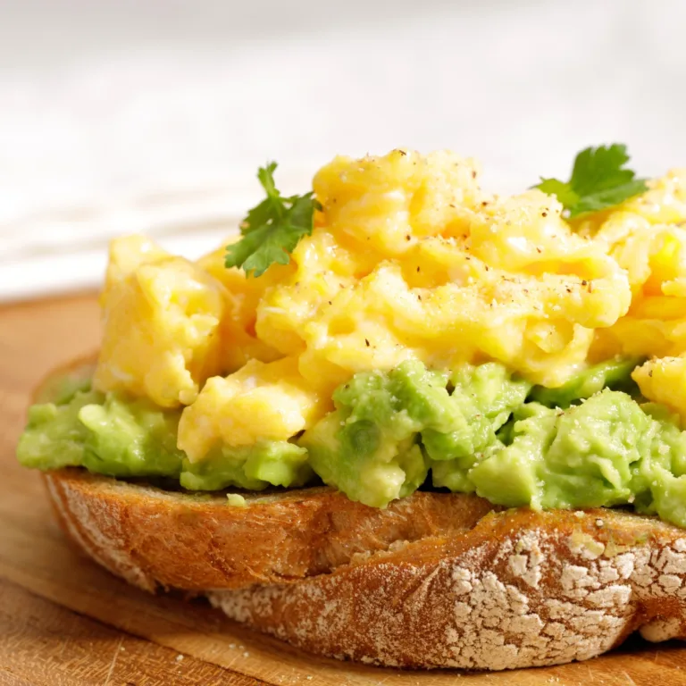 Avocado Toast with Goat Cheese Scrambled Eggs