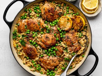 One-Pan Chicken with Lemon Orzo