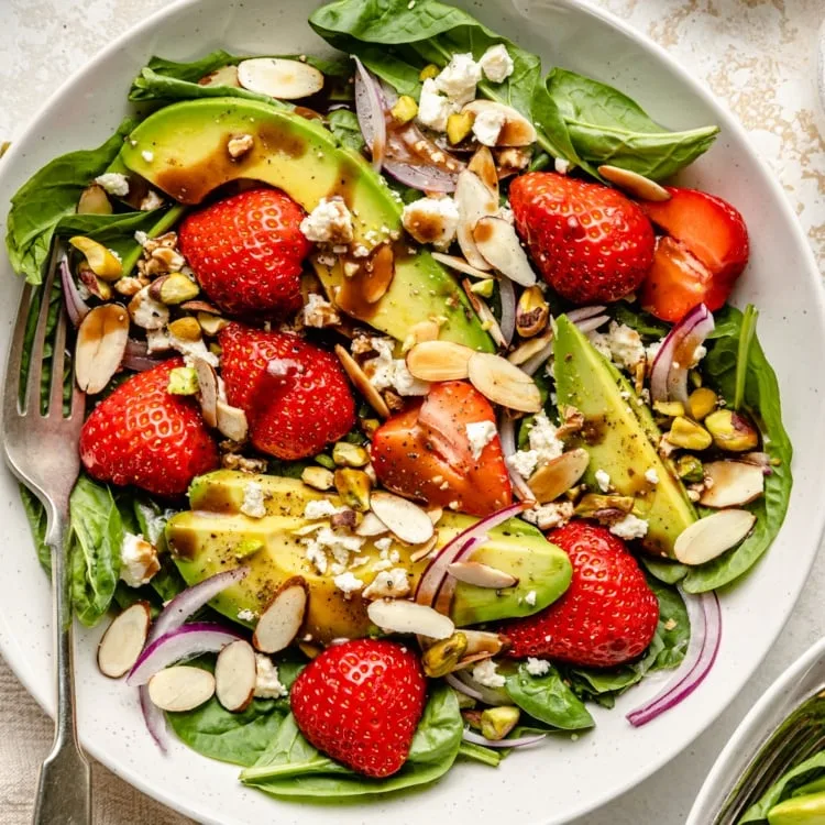 Summer Strawberry Spinach Salad with Avocado