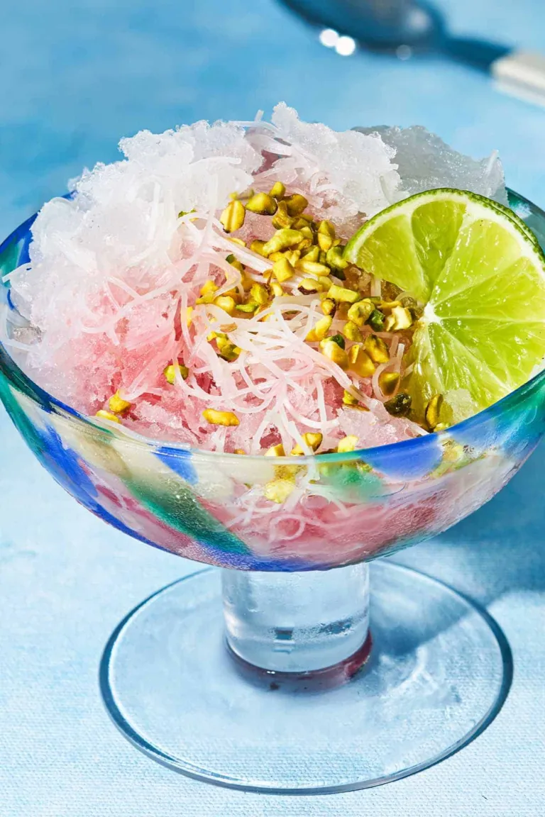 Faloodeh (Persian Rose and Lime Granita with Vermicelli)