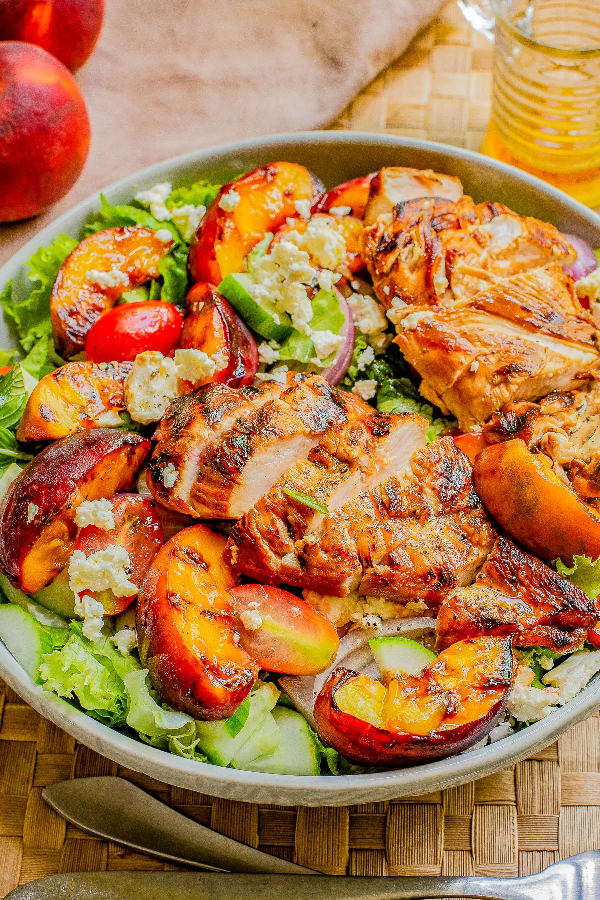 Grilled Peach and Chicken Salad with Lemon Vinaigrette