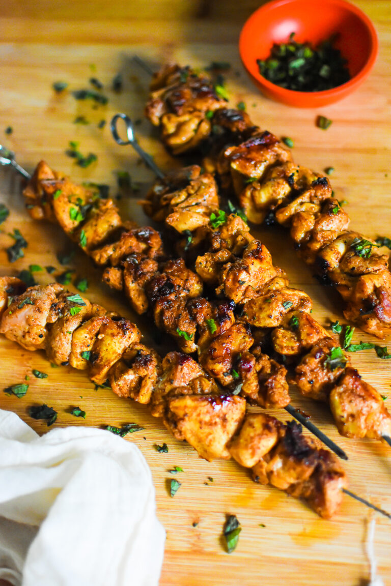 Grilled Moroccan Chicken Thigh Skewers